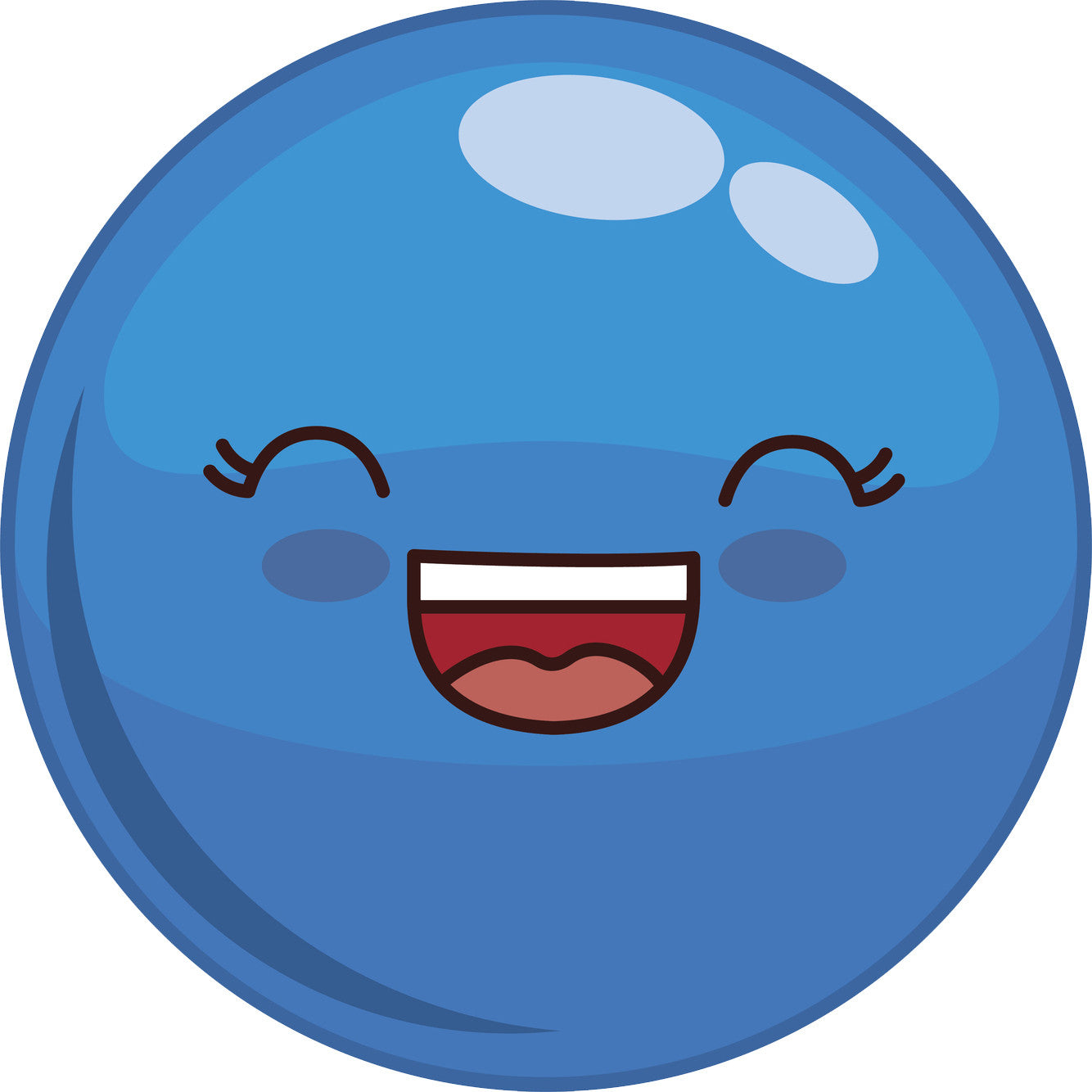 Adorable Cute Kawaii Shiny Ball Cartoon Emoji Icon - Blue Vinyl Decal Sticker