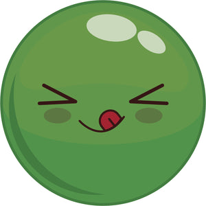 Adorable Cute Kawaii Shiny Ball Cartoon Emoji Icon - Green Vinyl Decal Sticker