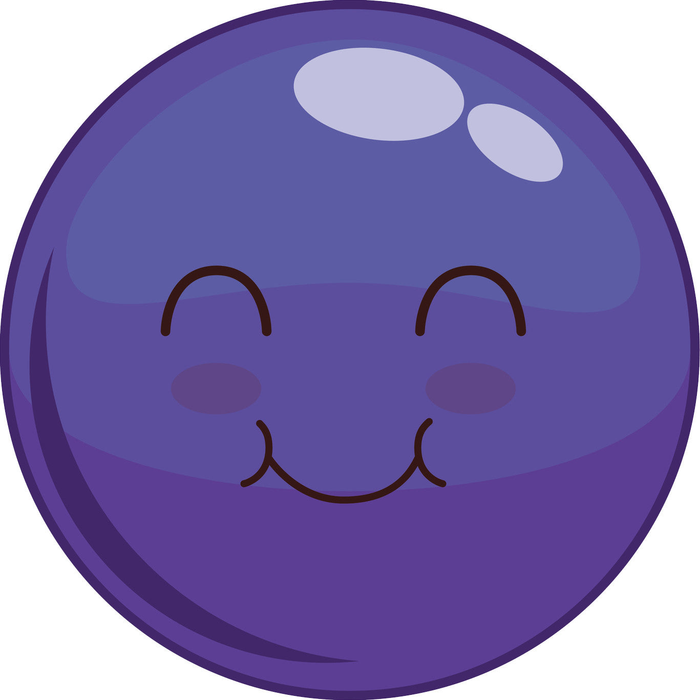 Adorable Cute Kawaii Shiny Ball Cartoon Emoji Icon - Purple Vinyl Decal Sticker