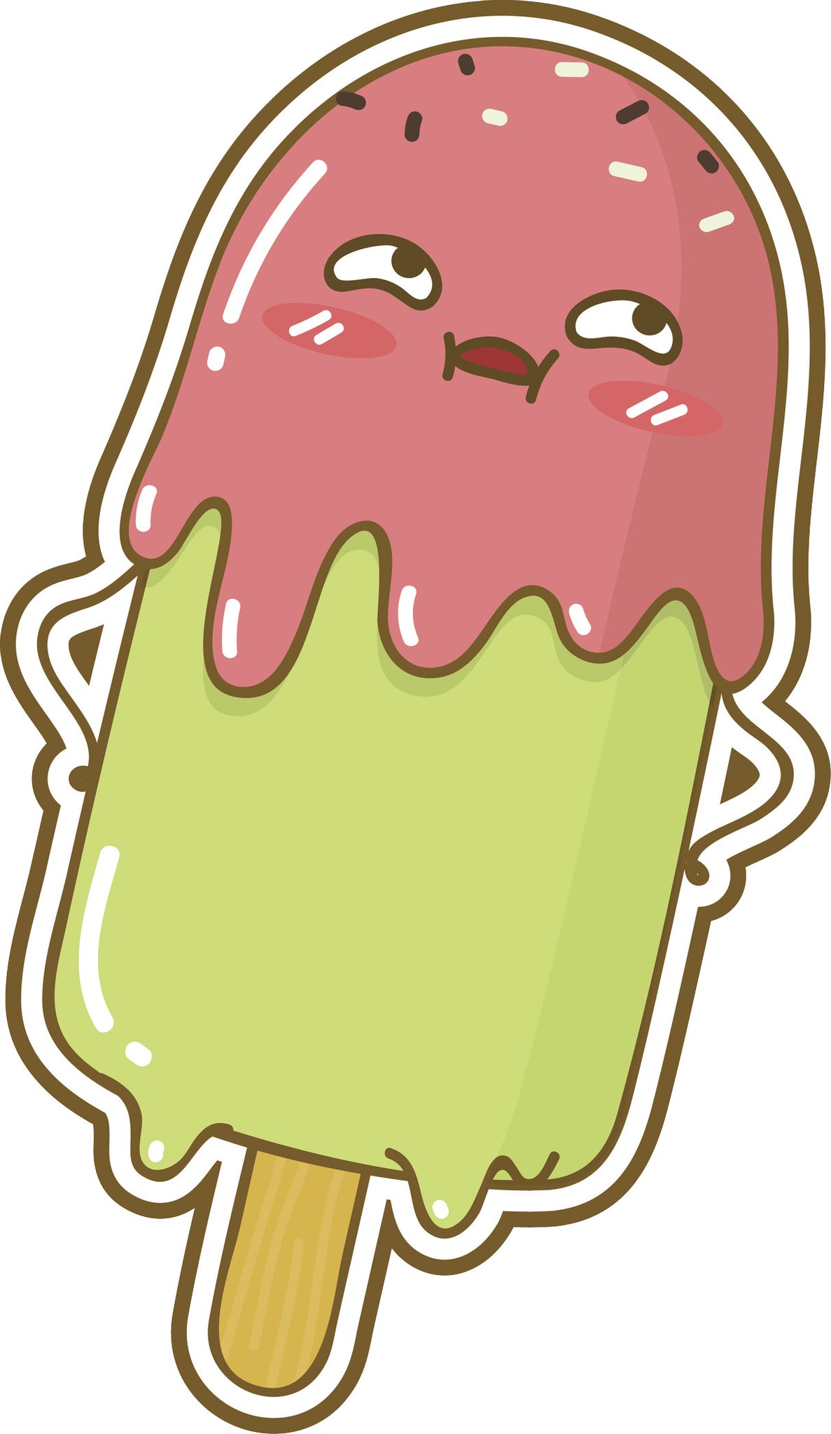 Adorable Cute Kawaii Summer Ice Cream Cartoon Emoji - Popsicle Vinyl Decal Sticker