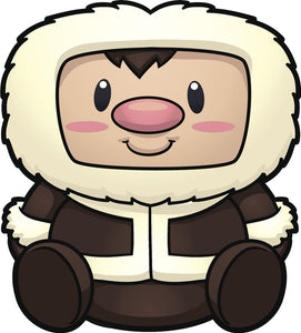 Adorable Cute Nursery Kindergarten Cartoon Emoji - Eskimo Vinyl Decal Sticker