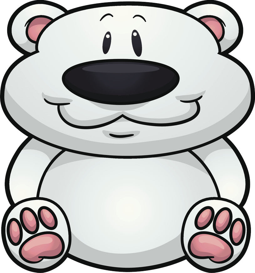 Adorable Cute Nursery Kindergarten Cartoon Emoji - Polar Bear Vinyl Decal Sticker