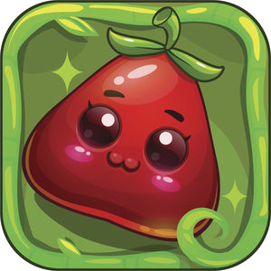 Adorable Cute Video Game Fruit Icon Cartoon - Apple Strawberry Vinyl Decal Sticker
