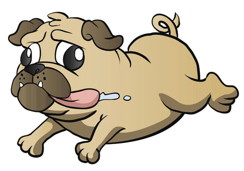 Adorable  Drooly Leaping Pug  Puppy Dog Vinyl Decal Sticker