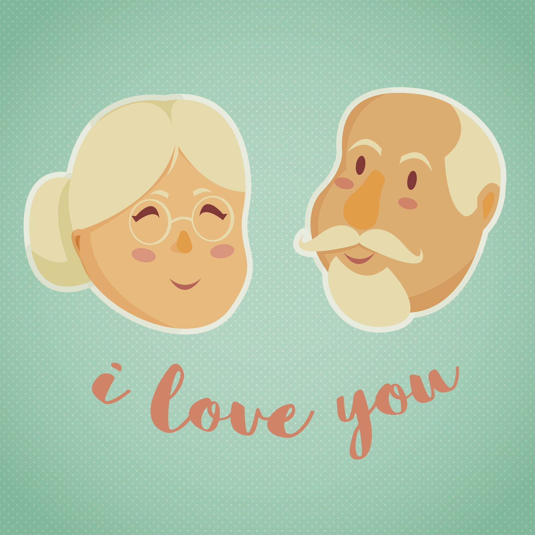 Adorable Elderly Couple I Love You Icon Vinyl Decal Sticker