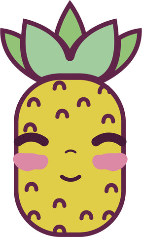 Adorable Girly Kawaii Pineapple Cartoon Emoji #1 Vinyl Decal Sticker
