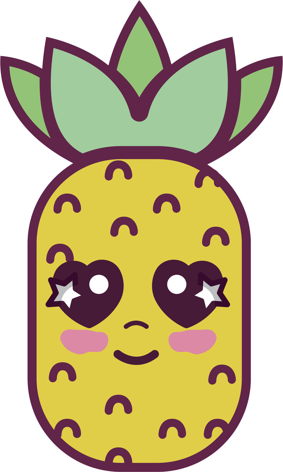 Adorable Girly Kawaii Pineapple Cartoon Emoji #2 Vinyl Decal Sticker