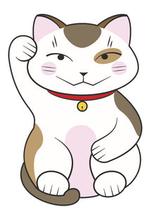 Adorable Happy Asian Maneki Neko Kitty Cat  (2) Vinyl Decal Sticker