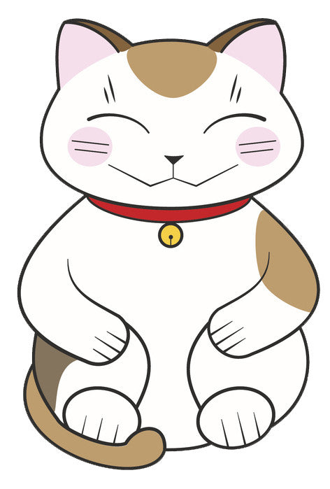 Adorable Happy Asian Maneki Neko Kitty Cat  (3) Vinyl Decal Sticker