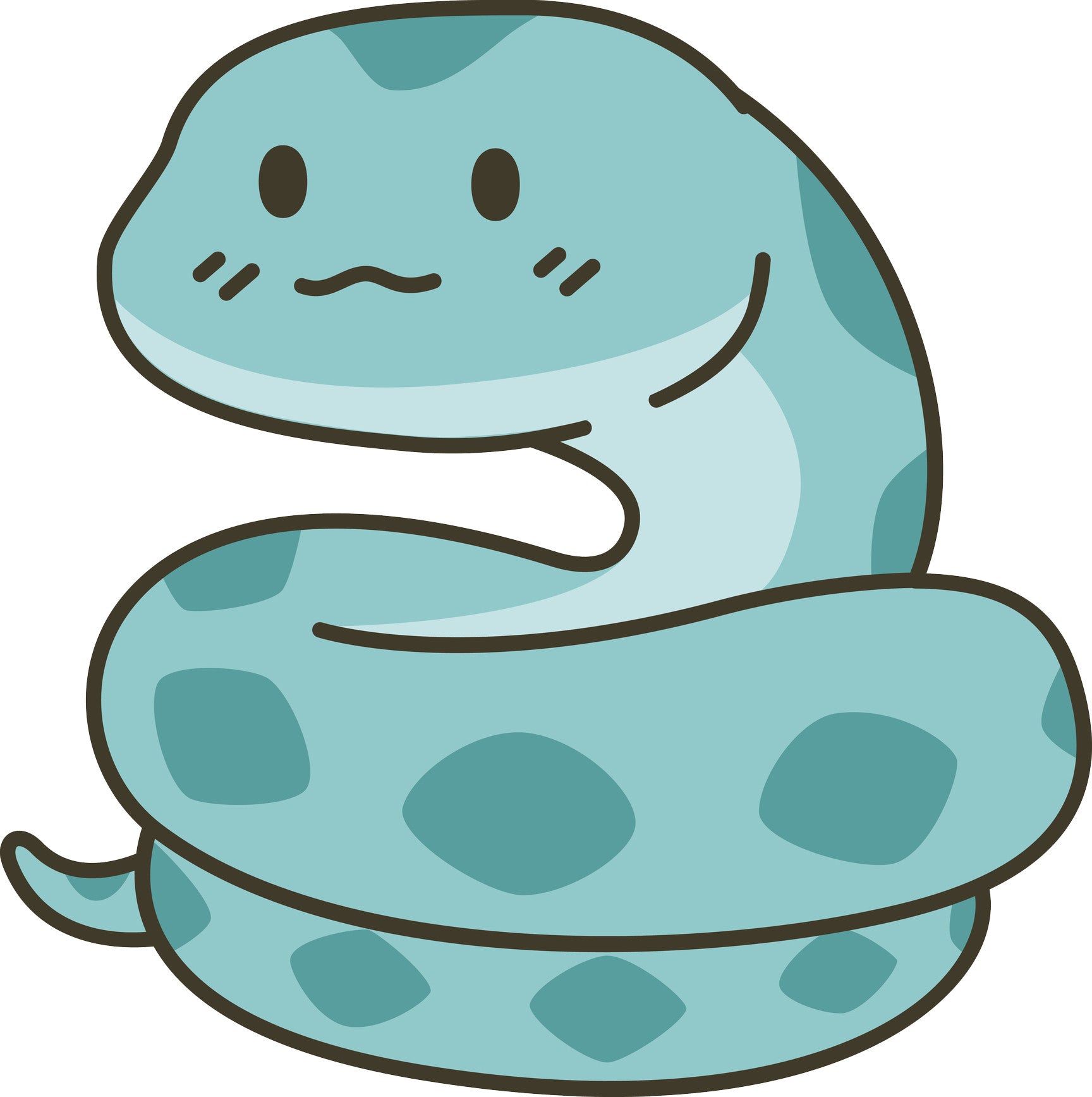 Adorable Kawaii Blue Snake Cartoon Emoji Vinyl Decal Sticker