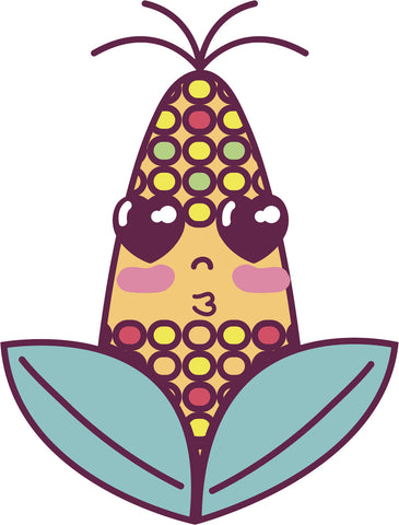 Adorable Kawaii Food Cartoon Emoji - Corn Vinyl Decal Sticker