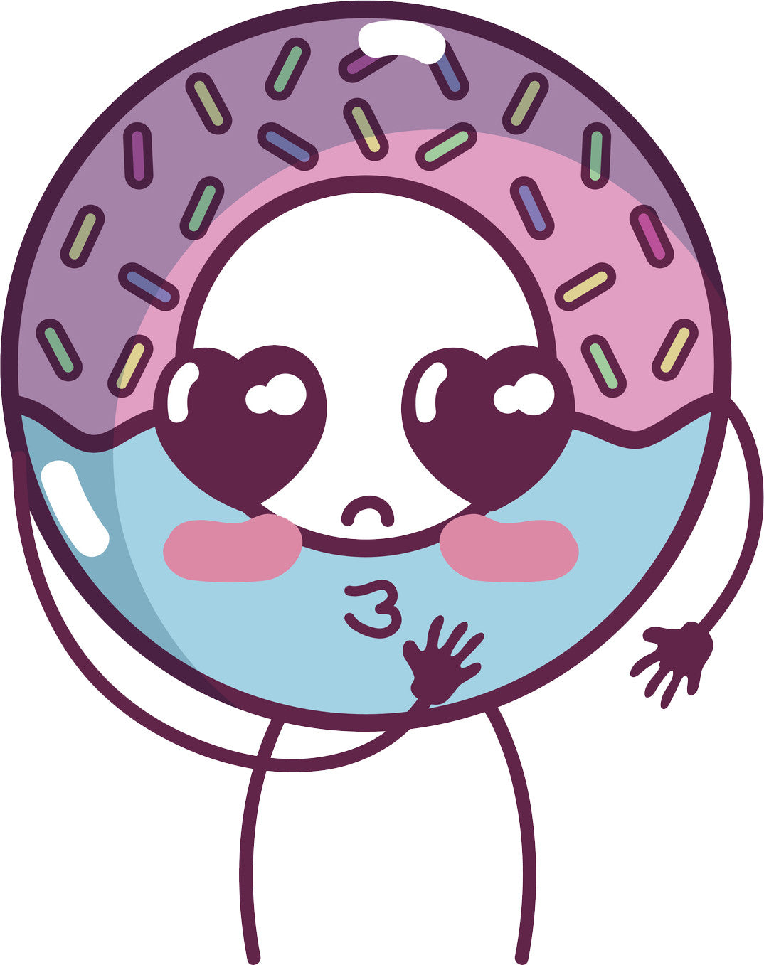 Adorable Kawaii Food Cartoon Emoji - Donut Vinyl Decal Sticker