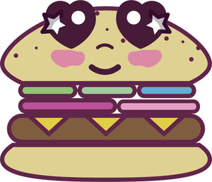 Adorable Kawaii Food Cartoon Emoji - Hamburger #1 Vinyl Decal Sticker