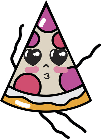 Adorable Kawaii Food Cartoon Emoji - Pizza Vinyl Decal Sticker