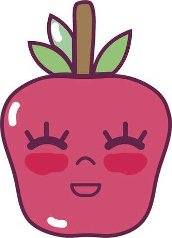 Adorable Kawaii Girly Apple Fruit Cartoon Emoji Vinyl Decal Sticker
