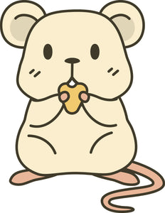 Adorable Kawaii Mouse Rat with Cheese Cartoon Emoji Vinyl Decal Sticker