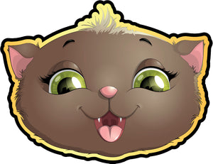 Adorable Kindergarten Nursery Animal Friend Cartoon Emoji #2 - Brown Kitty Cat Vinyl Decal Sticker