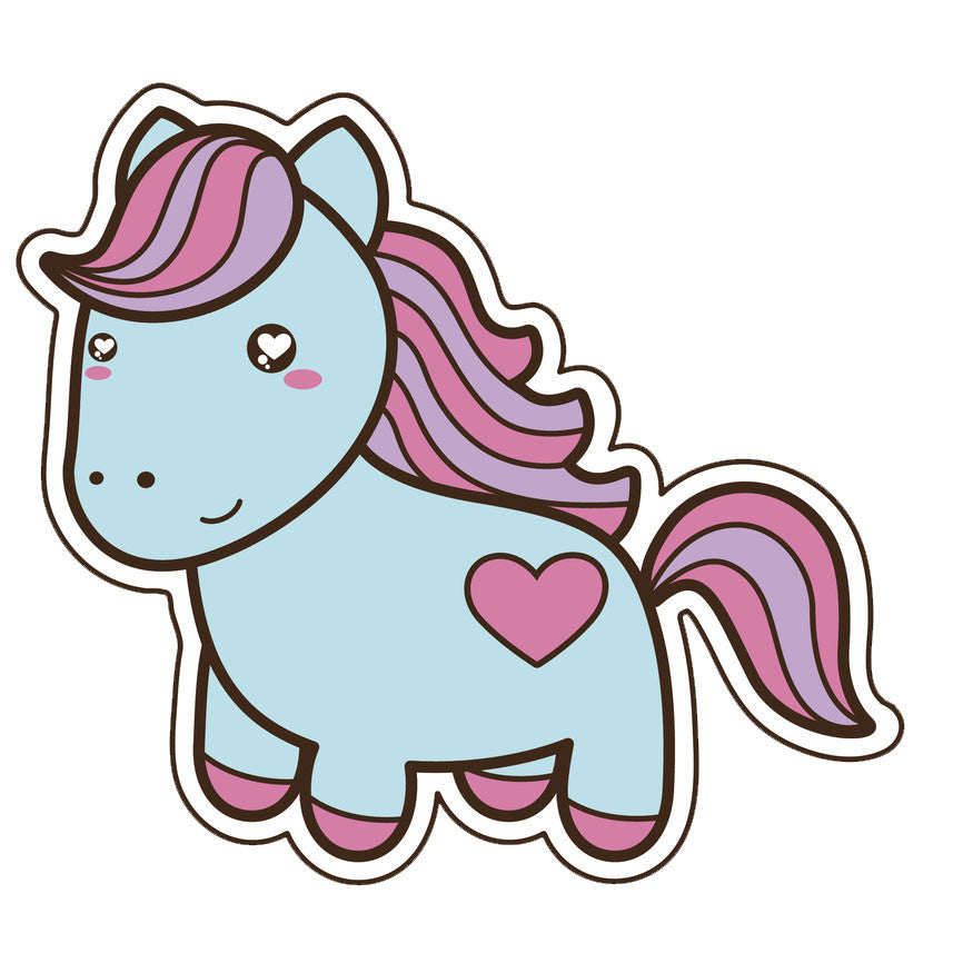 Adorable  Little Rainbow Pony - Blue Pink Vinyl Decal Sticker