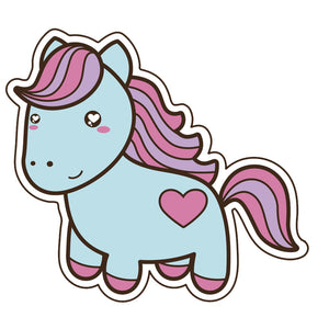 Adorable  Little Rainbow Pony - Blue Pink Vinyl Decal Sticker