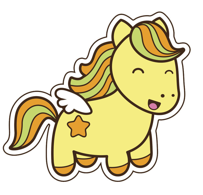 Adorable  Little Rainbow Pony - Yellow Orange Vinyl Decal Sticker
