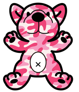 Adorable Pink Camouflage Puppy Dog (4) Vinyl Decal Sticker