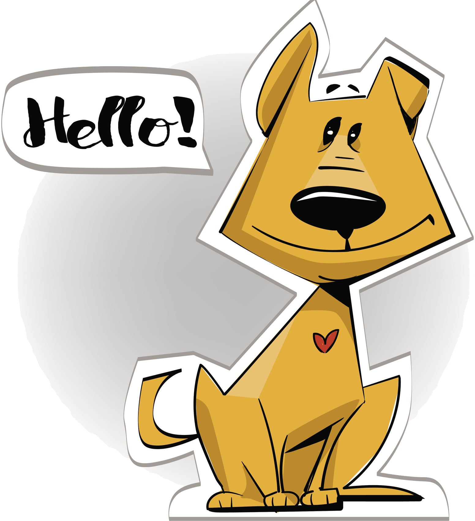 Adorable Puppy Dog Comic with Hello Speak Bubble Vinyl Decal Sticker