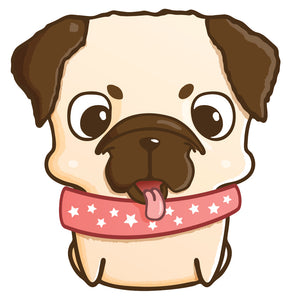 Adorable Purebred Puppy Dog Cartoon Emoji - Pug Vinyl Decal Sticker