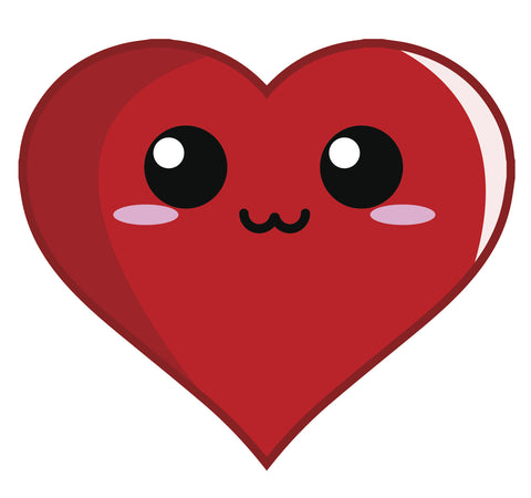 Adorable Red Heart Cartoon Emoji - Happy Vinyl Decal Sticker