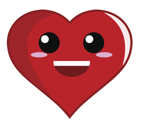 Adorable Red Heart Cartoon Emoji - Laughing Vinyl Decal Sticker