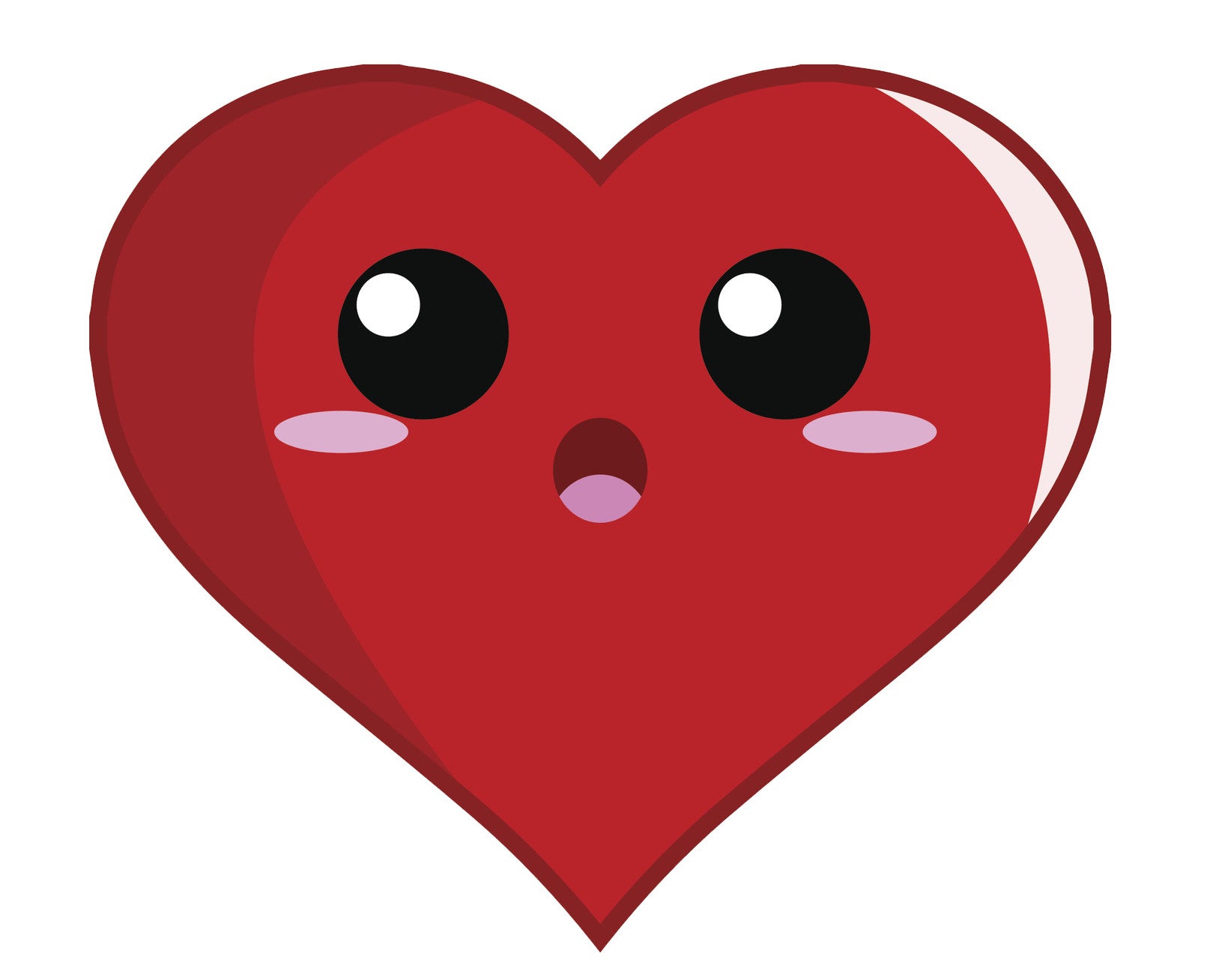 Adorable Red Heart Cartoon Emoji - Surprised Vinyl Decal Sticker