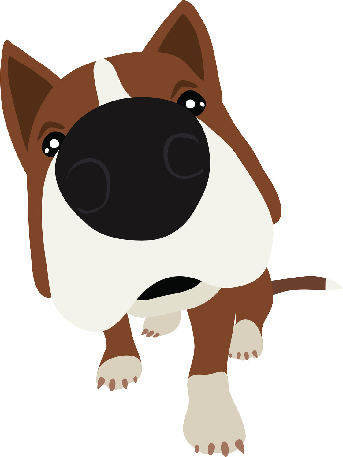 Adorable Red Nose Brown Pitbull Puppy Dog Cartoon Vinyl Decal Sticker
