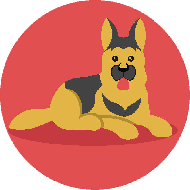 Adorable Simple Pure Breed Puppy Dog Icon Cartoon - German Sheperd Vinyl Decal Sticker