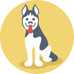 Adorable Simple Pure Breed Puppy Dog Icon Cartoon - Siberian Husky Vinyl Decal Sticker