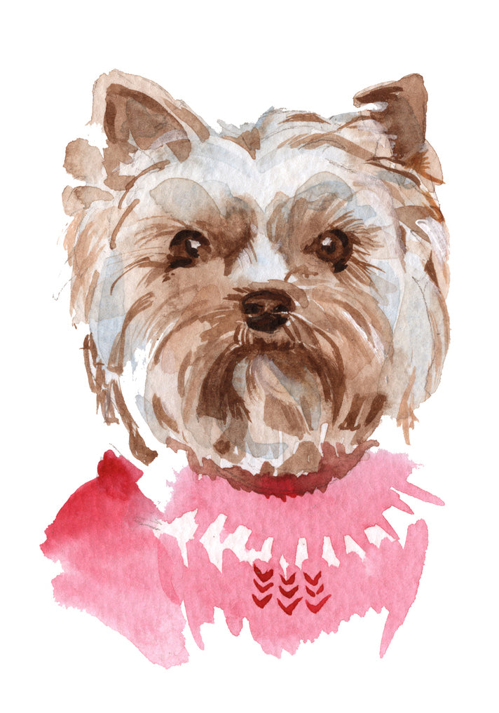 Adorable Watercolor Yorkie Puppy Dog in Pink Sweater #1 Vinyl Decal Sticker