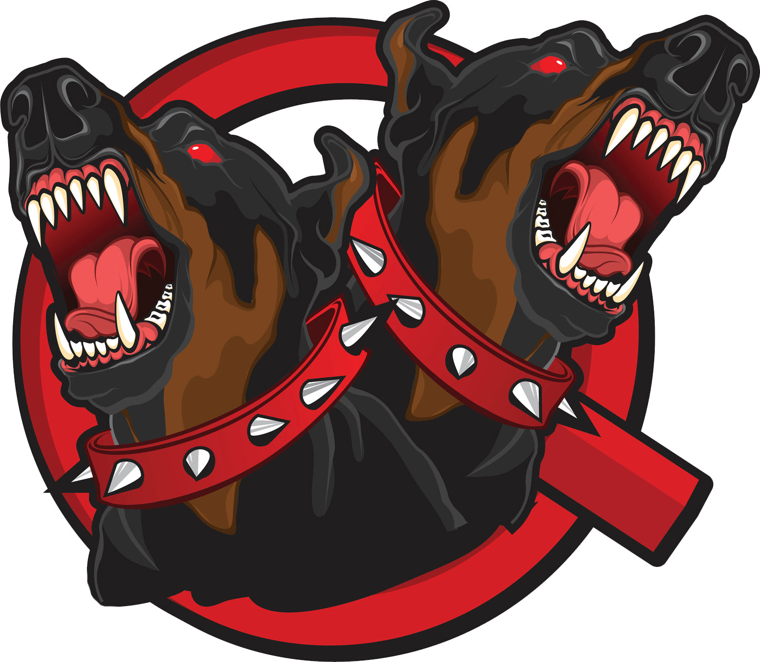 Angry Evil Guard Dog Doberman Pinschers Cartoon Icon Vinyl Decal Sticker