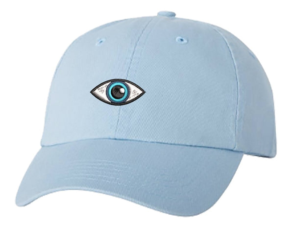 Unisex Adult Washed Dad Hat Pretty Aqua Blue Eye Cartoon Embroidery Sketch Design