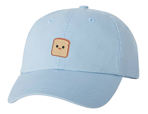 Unisex Adult Washed Dad Hat Cute Sweet Simple Slice of Bread Kawaii Emoji Cartoon Art - Wheat Bread Embroidery Sketch Design