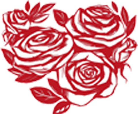 Beautiful Artisitc Floral Red Roses In The Shape of A Heart Cartoon #1 Vinyl Decal Sticker