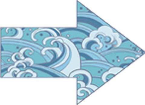 Beautiful Asian Japanese Water Waves Blue Pattern Cartoon Icon - Arrow Vinyl Decal Sticker