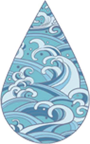 Beautiful Asian Japanese Water Waves Blue Pattern Cartoon Icon - Teardrop Vinyl Decal Sticker
