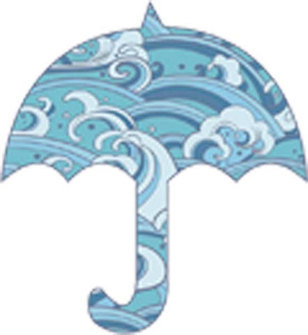 Beautiful Asian Japanese Water Waves Blue Pattern Cartoon Icon - Umbrella Vinyl Decal Sticker