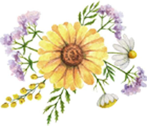 Beautiful Simple Flower Floral Bunch Arrangement Watercolor Art - Daisy Yellow Vinyl Decal Sticker