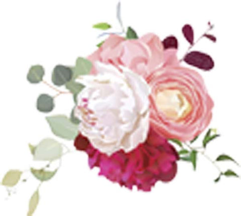 Beautiful Wedding Engagement Spring Floral Flower Arrangement Cartoon Art - Peonies and Roses Vinyl Decal Sticker