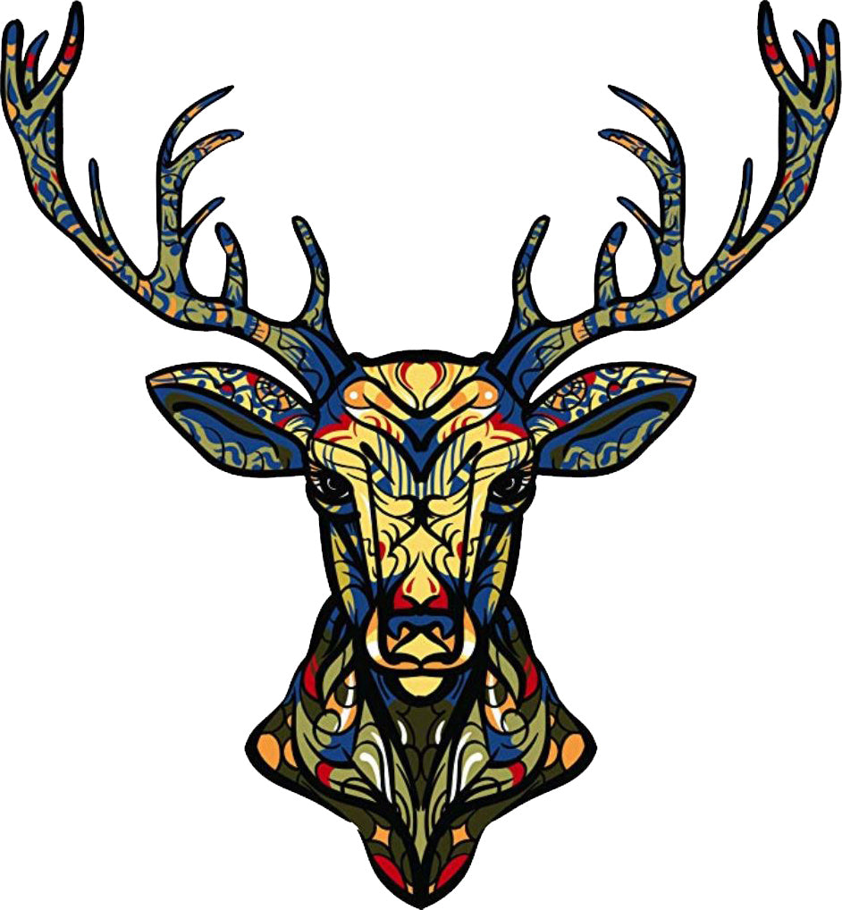 Beautiful Colorful Tribal Pattern Wild Animal Head Cartoon Art Vinyl Decal Sticker