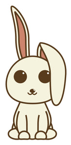 Big Eyed Off White Bunny Rabbit Cartoon Vinyl Decal Sticker