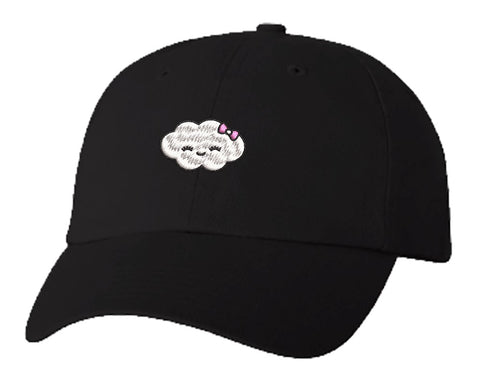 Unisex Adult Washed Dad Hat Happy Cute Girly Cloud Cartoon Emoji Embroidery Sketch Design