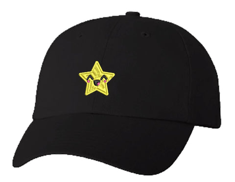 Unisex Adult Washed Dad Hat Happy Emoji - Star #1 Embroidery Sketch Design