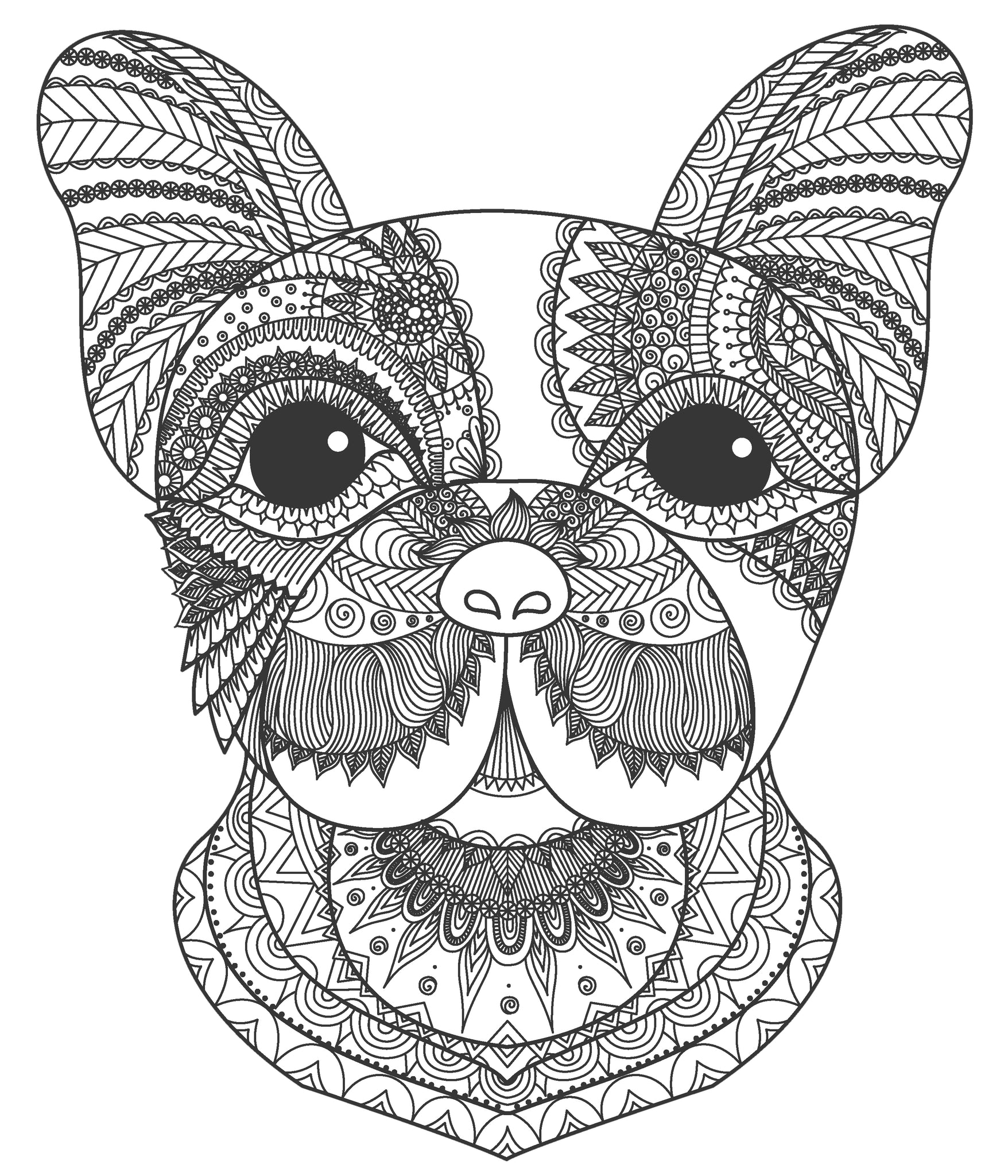 Black and White Henna Tribal Pattern Frenchie French Bulldog Vinyl Decal Sticker