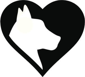Black and White Simple Vet Veterinarian Symbol Cartoon Icon - Puppy Dog in Heart Vinyl Decal Sticker