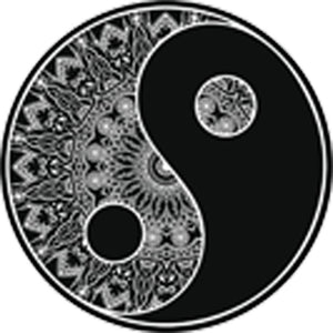 Black and White Mandala Flower Pattern Yin Yang Symbol Icon #2 Vinyl Decal Sticker